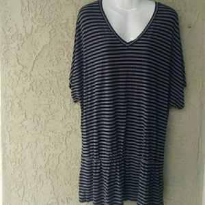 Kenneth cole new York black striped cinched tunic